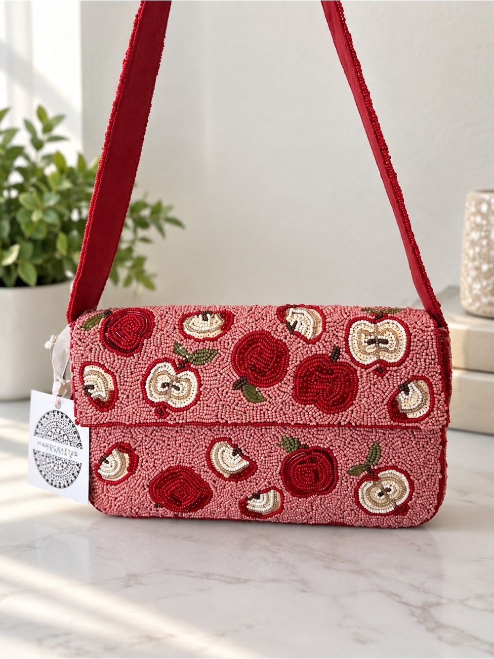 Handcrafted in India Beaded Apple Shoulder Bag 🍎